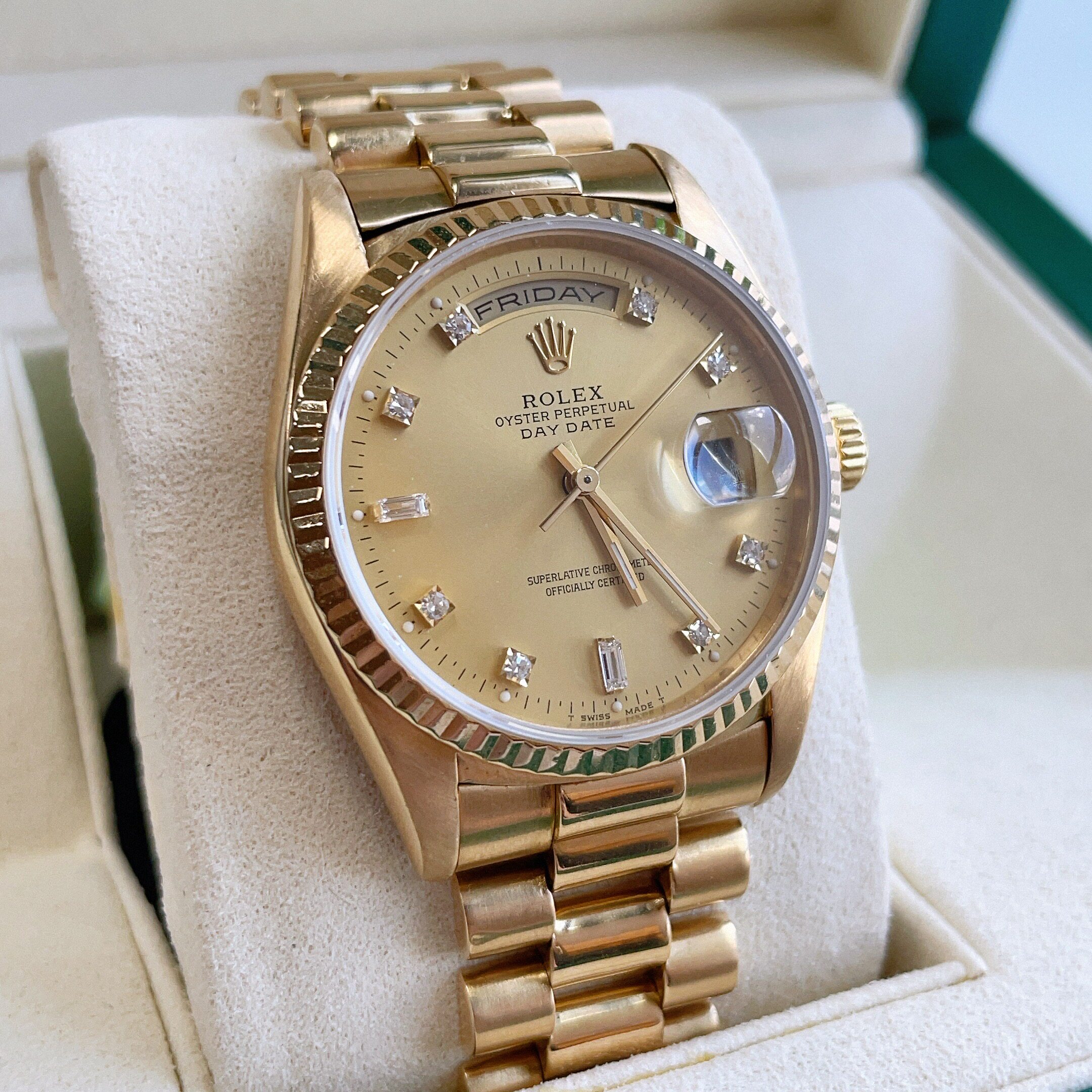 不只5折/国检认证98新劳力士18k金内钻自动机械男表18238真酷奢品