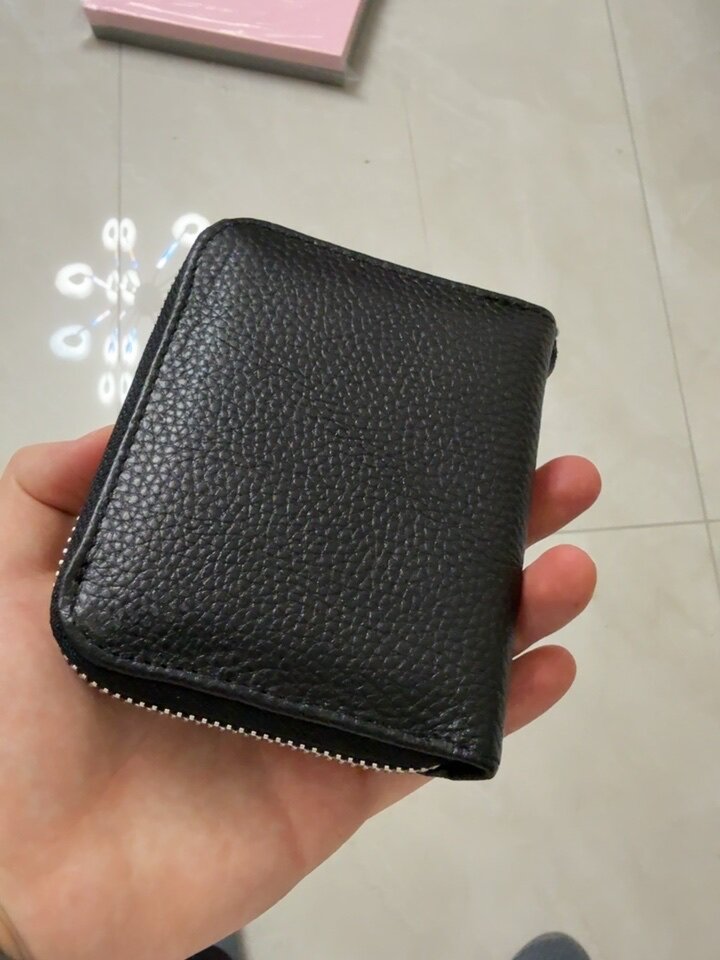 疯马皮拉链短钱包头层牛皮多功能钱夹手工真皮男士复古竖款零钱包
