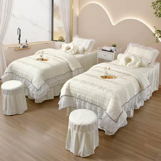 New beauty bed cover four -piece high -grade light luxury bubble gauze four seasons skin management beauty salon special bed cover
New beauty bed cover four -piece high -grade light luxury bubble gauze four seasons skin management beauty salon special bed cover