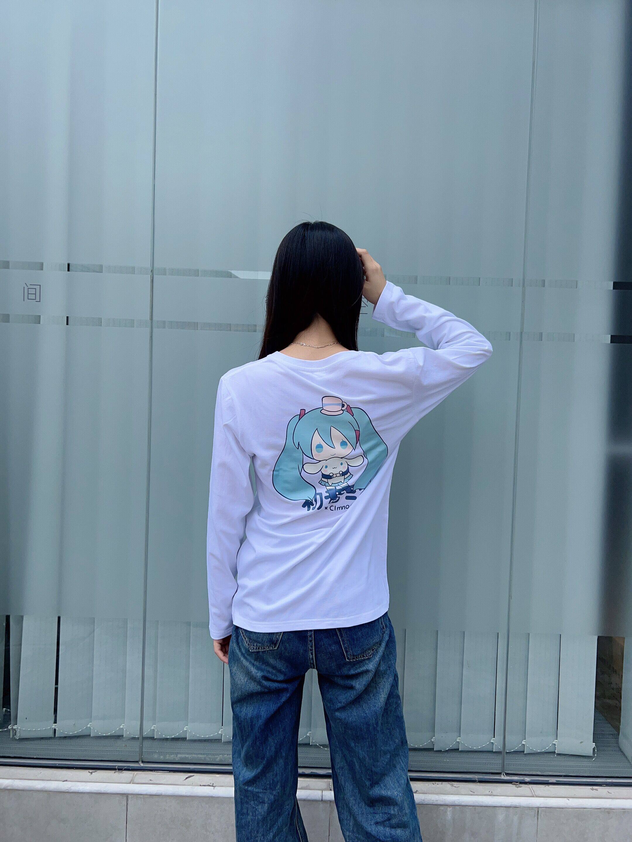 玉桂狗联名初音未来长袖t恤男2024新款二次元动漫周边衣服春秋季