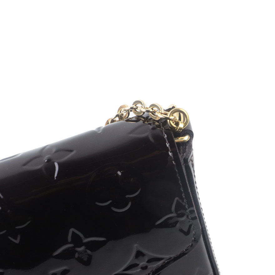 [99新]路易威登lv漆皮三合一牛皮车厘子色链条包