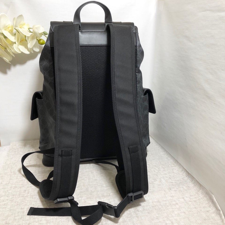 【98新】gucci古驰新款黑色双g双肩包大号男包运动登山包