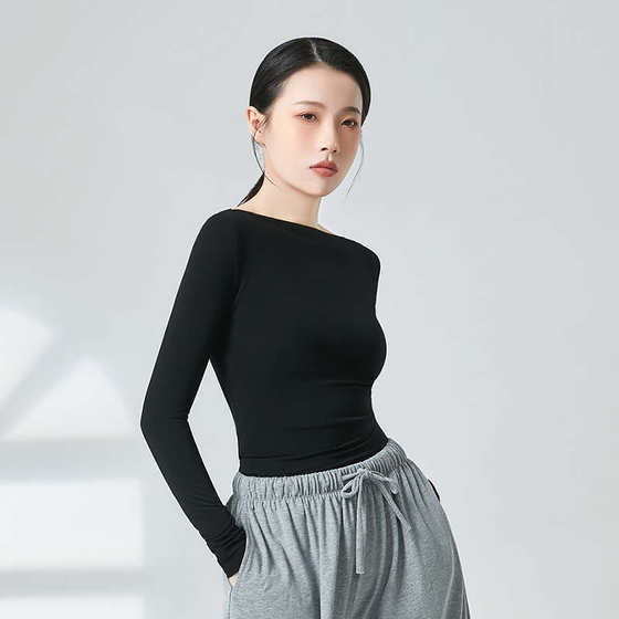 댄스 슈트 1 길이 칼라 탑 긴 소매 여성 성인 슬림 바디 요가 슈트 발레 전문 현대 댄스 슈트 댄스 슈트 1 길이 칼라 탑 긴 소매 여성 성인 슬림 바디 요가 슈트 발레 전문 현대 댄스 슈트