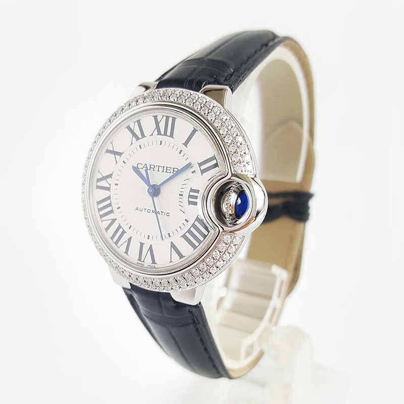 [9.8新]卡地亚蓝气球后镶钻自动机械手表女腕表正品w6920085