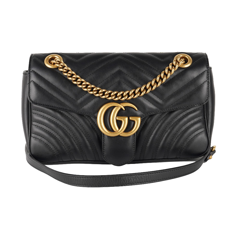 8新]古驰gucci女士marmont26黑色单肩斜挎包sn013参1.95w
