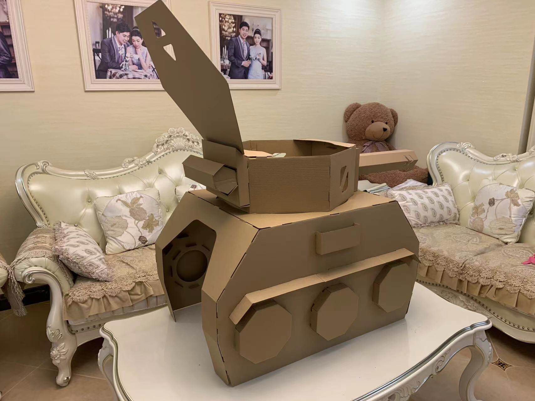 手工纸板坦克幼儿园作业手工制作坦克战斗飞机火箭舰船航母枪模型