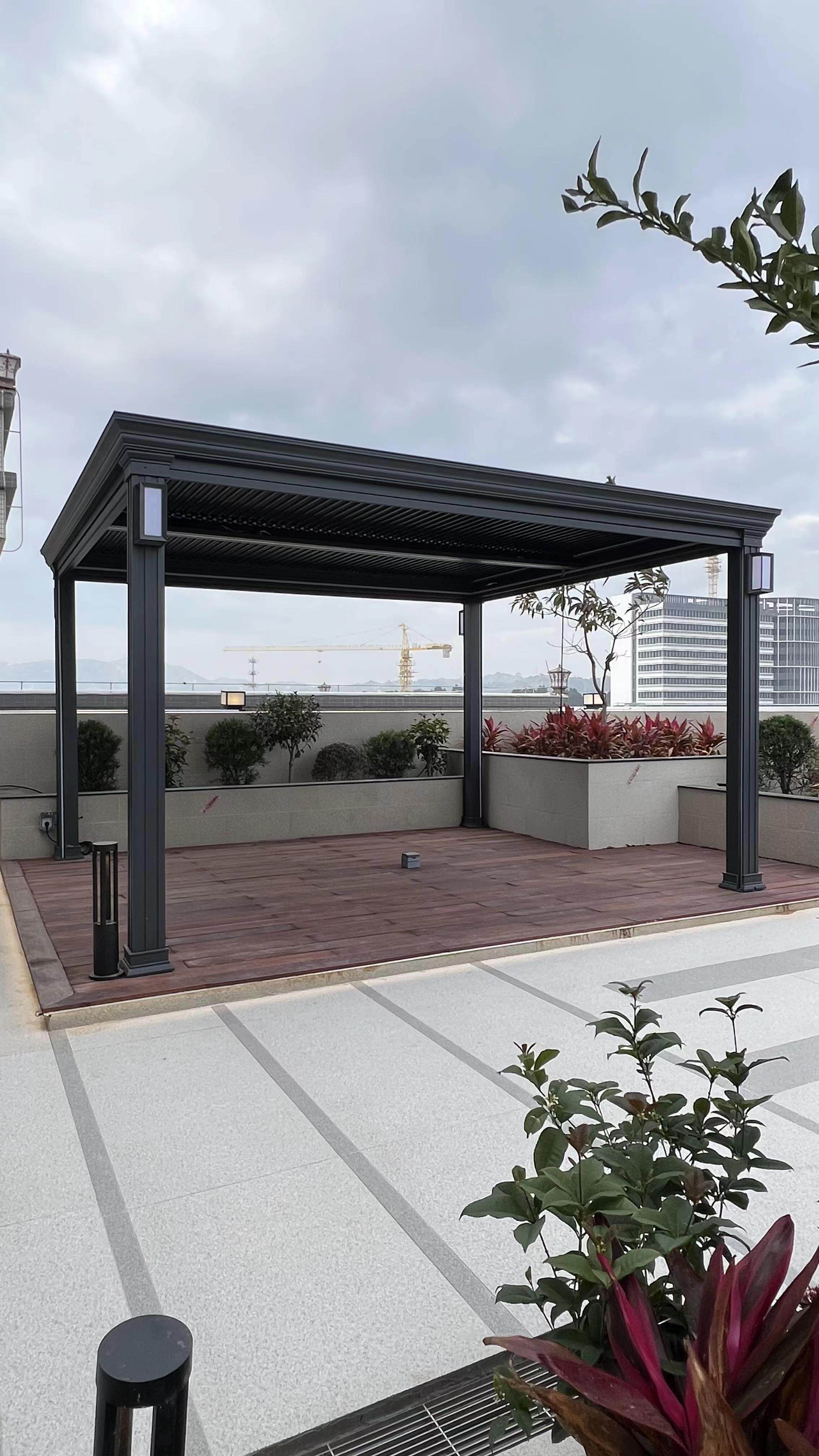 户外凉亭铝合金别墅花园遮阳棚欧式电动亭子新中式凉亭户外庭院