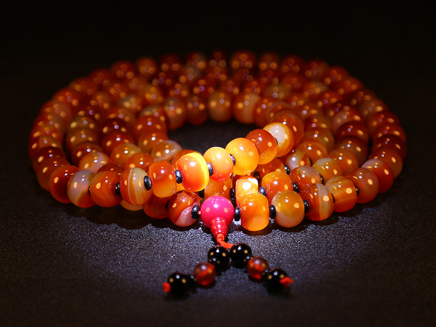 108颗多色玛瑙大颗粒转运珠 寓意【滚滚来财】605.5克