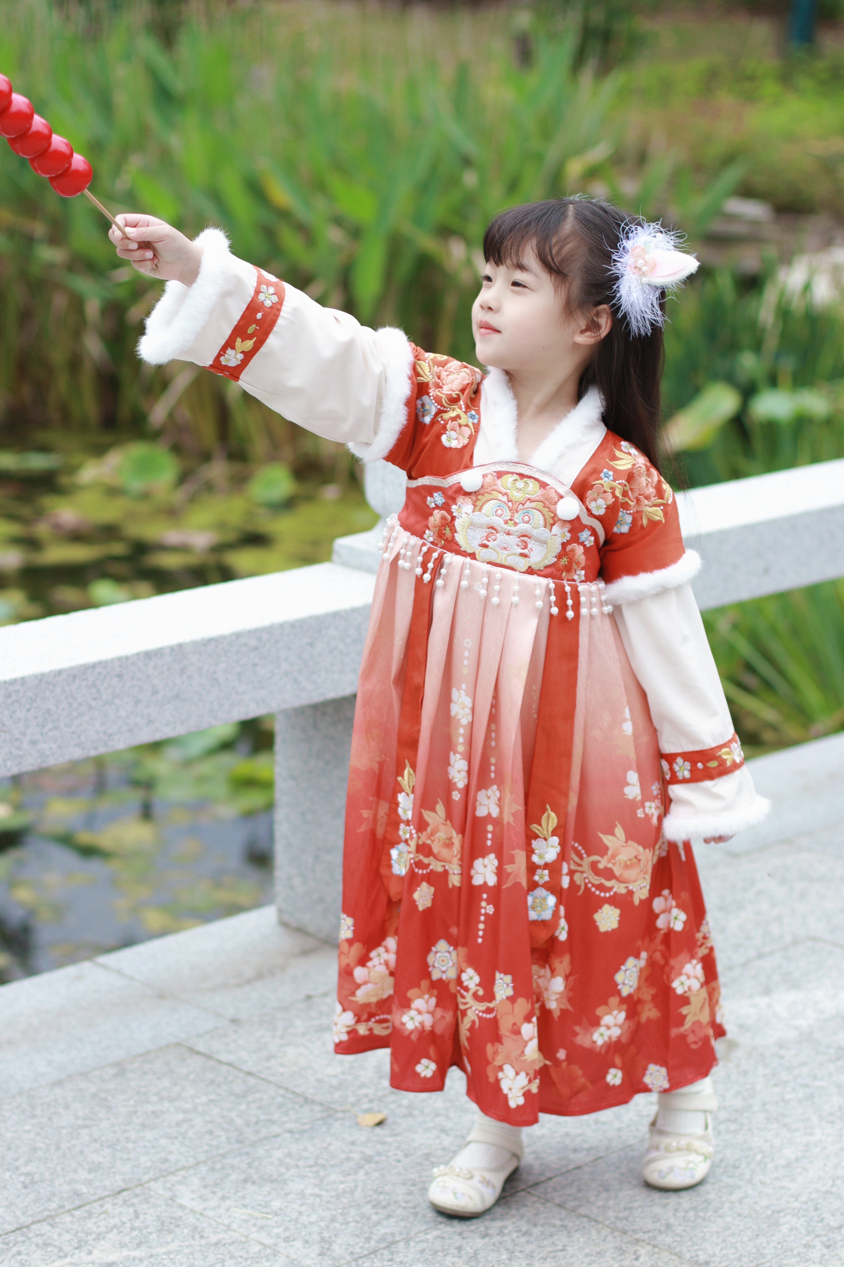 next kiss女童汉服秋冬季2024新款国风儿童唐装女孩古风连衣裙子