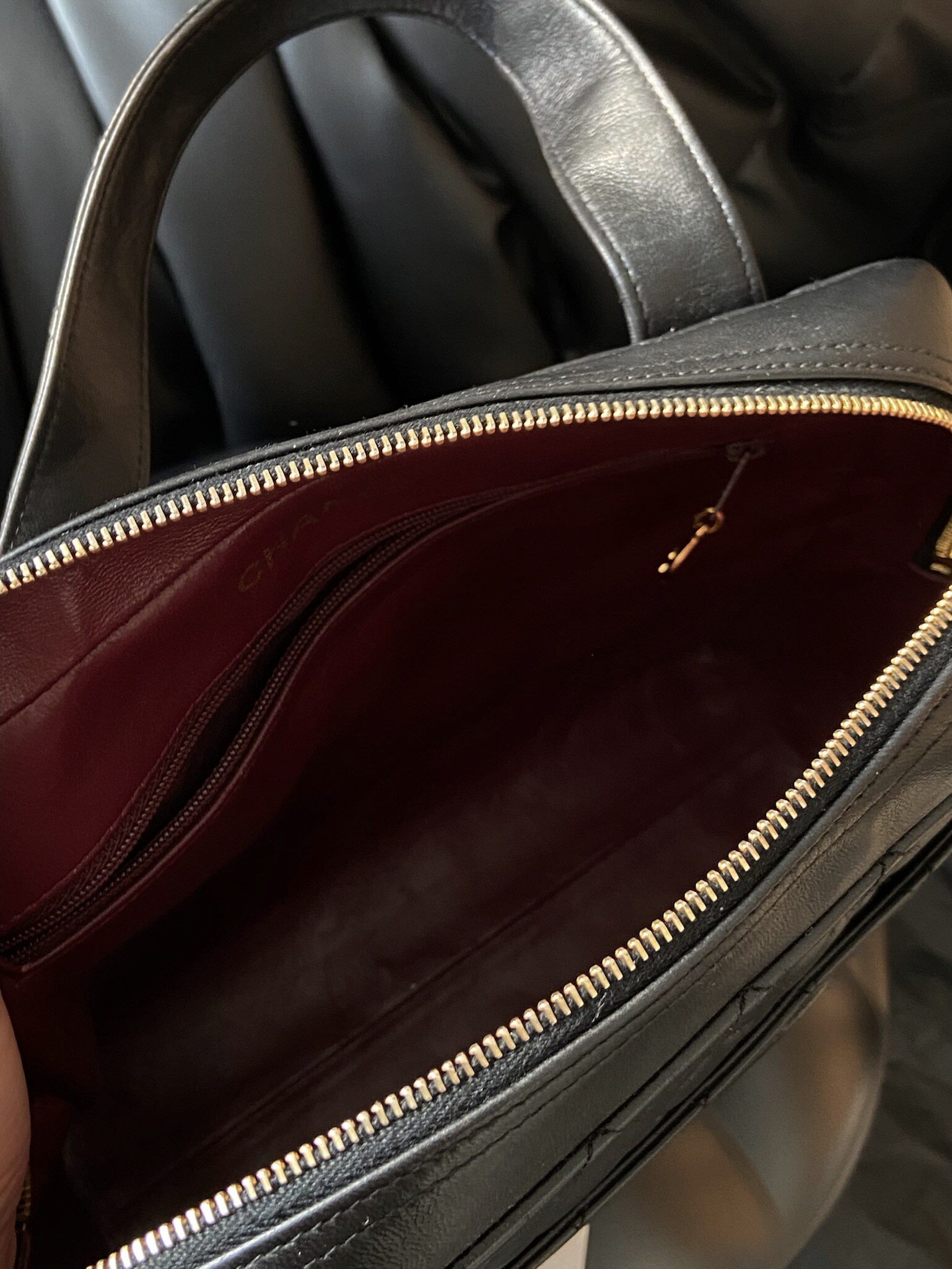 [9.8新]chanel香奈儿黑金中古手提包新款单肩斜挎包女款包包正品