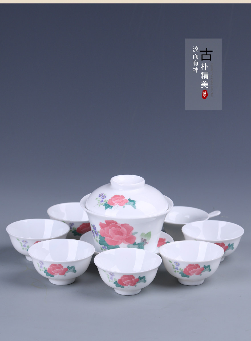 精品收藏!系90年代专属用瓷 釉下五彩内外芙蓉花茶具