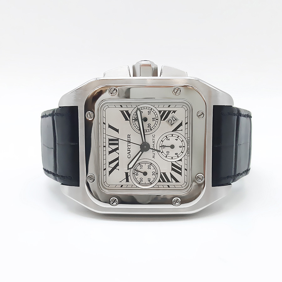 8新]卡地亚手表男山度士系列精钢计时自动机械表w