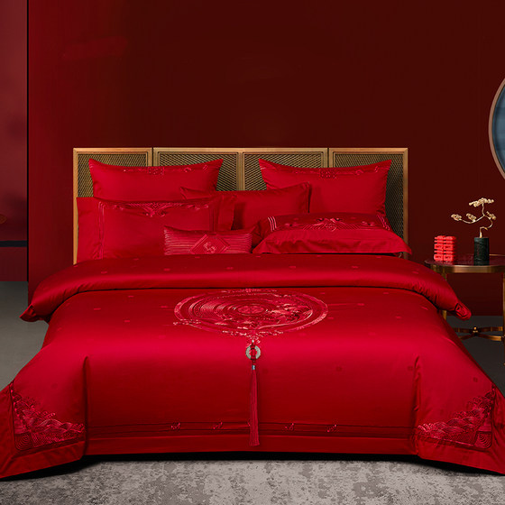 Full Cotton Wedding Four-Piece Set of Wedding Big Red Bedding Bedding Wedding Beds Bridal Wedding Room Simple Six-Piece Set
Full Cotton Wedding Four-Piece Set of Wedding Big Red Bedding Bedding Wedding Beds Bridal Wedding Room Simple Six-Piece Set