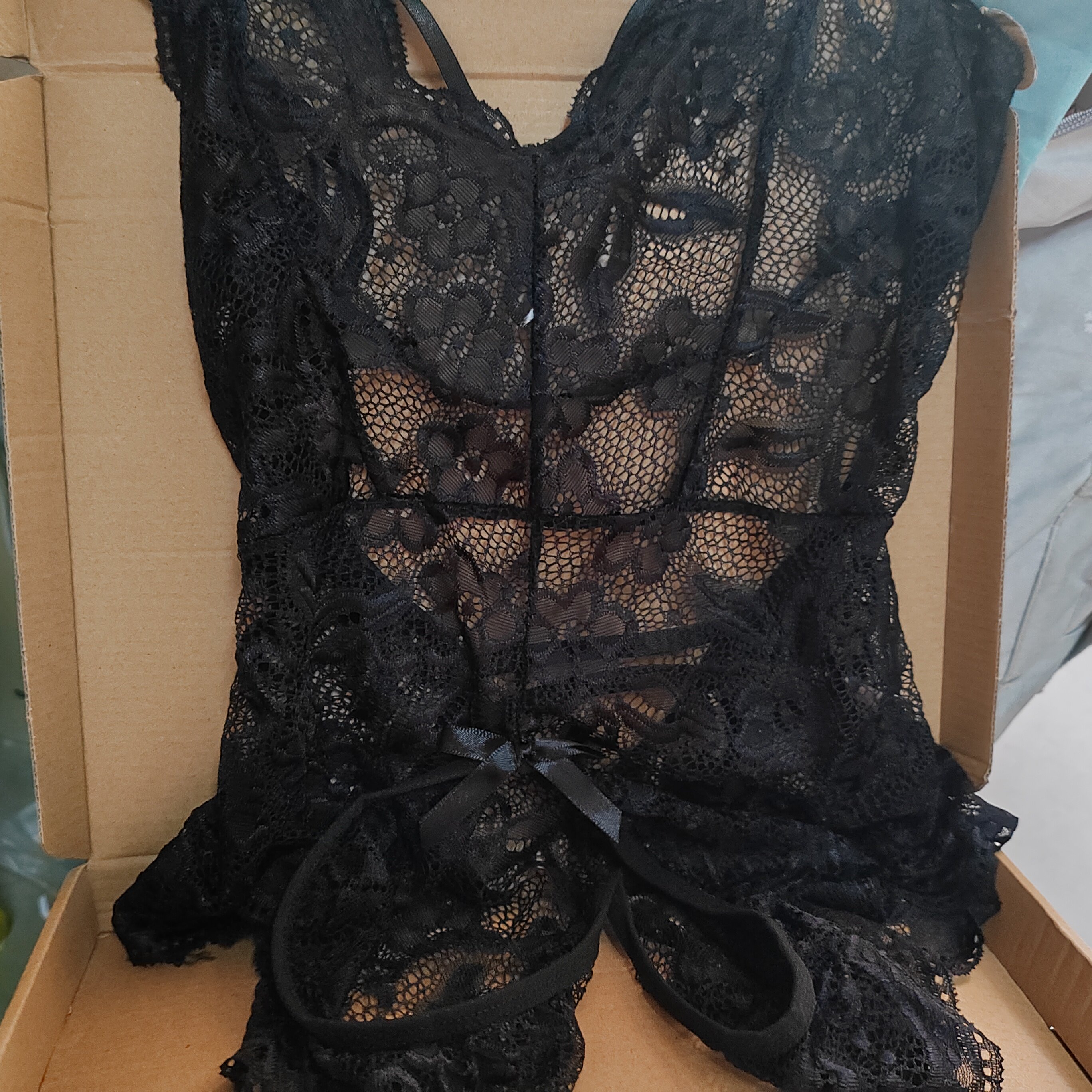 火烧岛 纯欲性感蕾丝透视连体衣套装