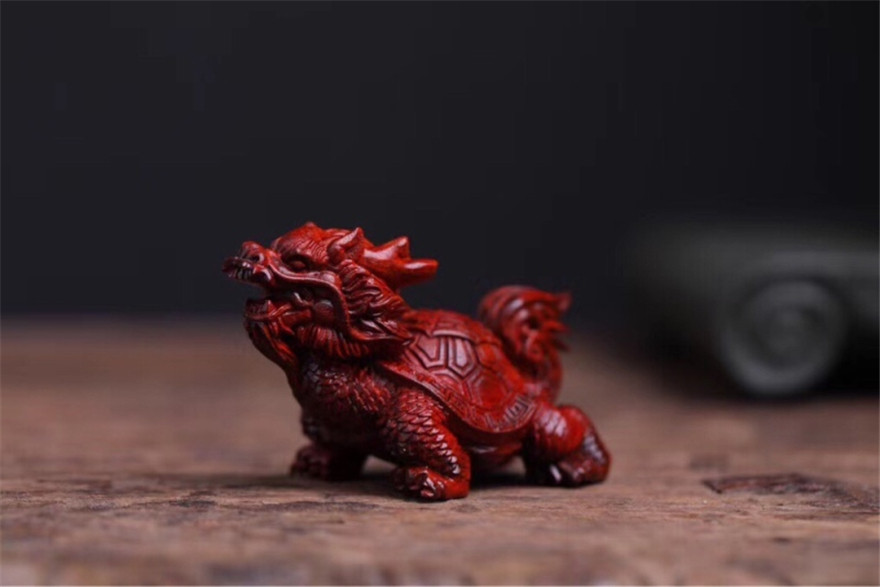 龙鱼鳖 血檀瑞兽木雕摆件 礼盒装木艺工艺品手把件 做工精细可爱