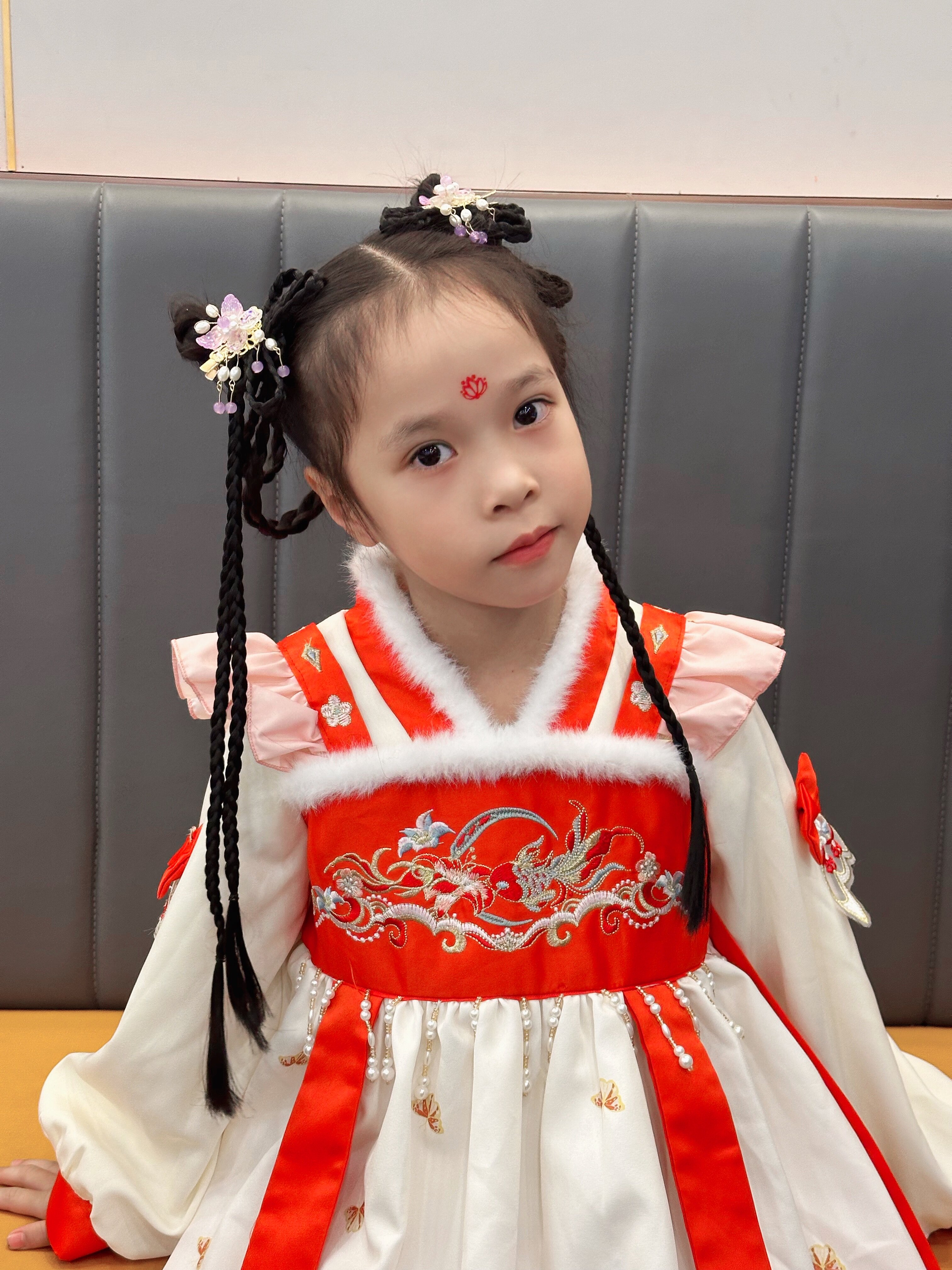 汉服头饰眉心贴儿童女额头花钿印花古风朱砂点纹身贴防水持久贴纸