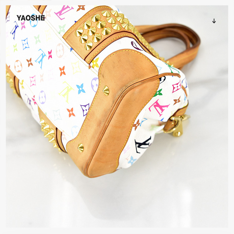 [9.0新]路易威登lv女包33彩白三彩铆钉手提包手袋