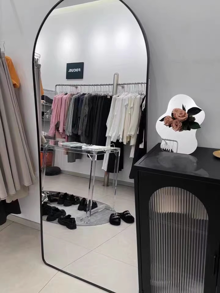 全身镜子ins拱形落地穿衣镜服装店显瘦美颜超白防爆大尺寸试衣镜