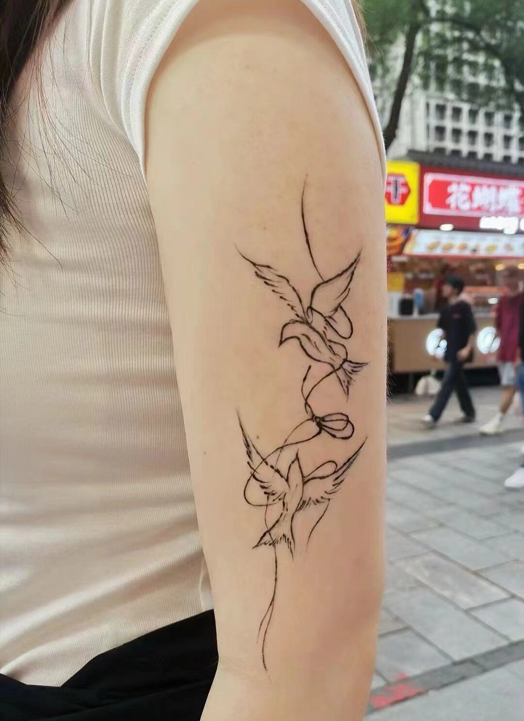 自由飞鸟草本纹身贴防水女持久小臂贴高纸级感2024新款半永久刺青