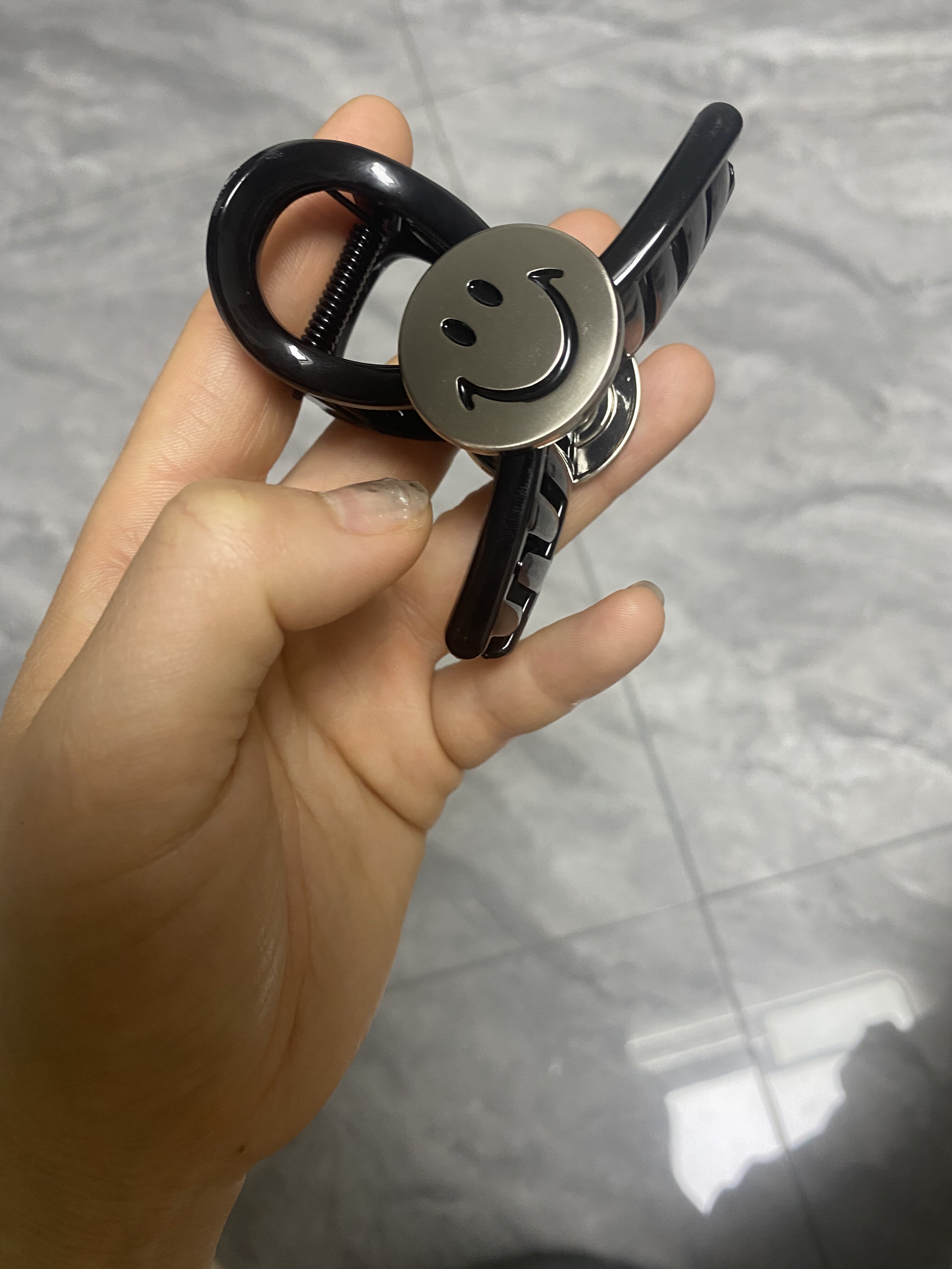 韩版金属银色笑脸马尾抓夹可爱发卡头抓盘发刘海抓发饰后脑勺抓