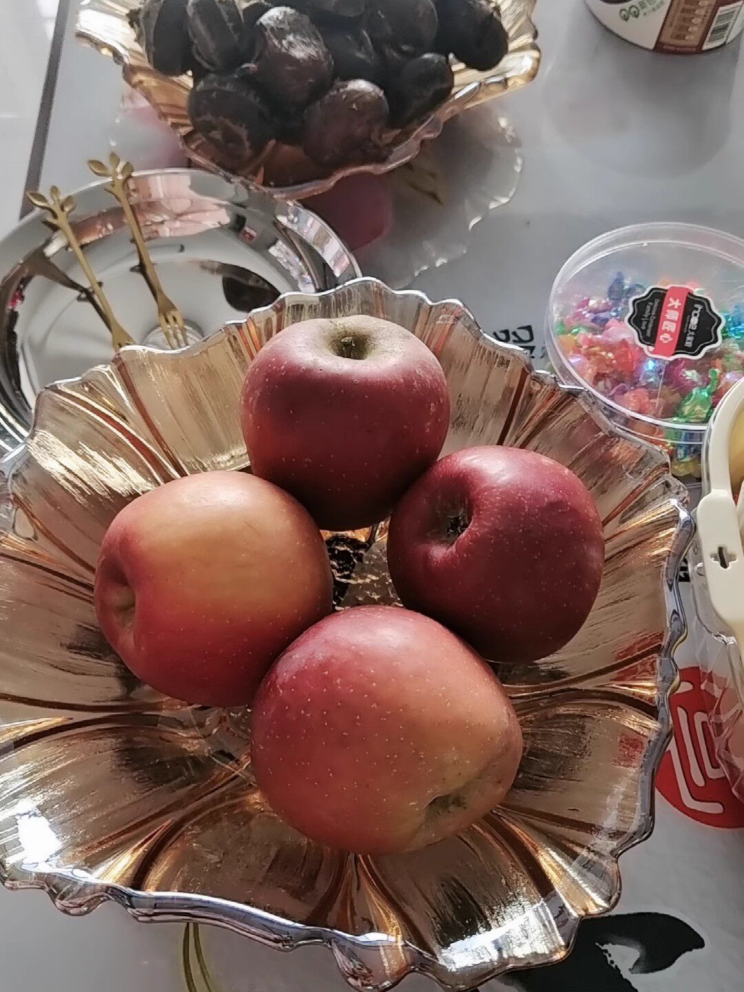 轻奢家用水晶玻璃水果盘零食摆放干果盘果盆客厅茶几果盘个性新款