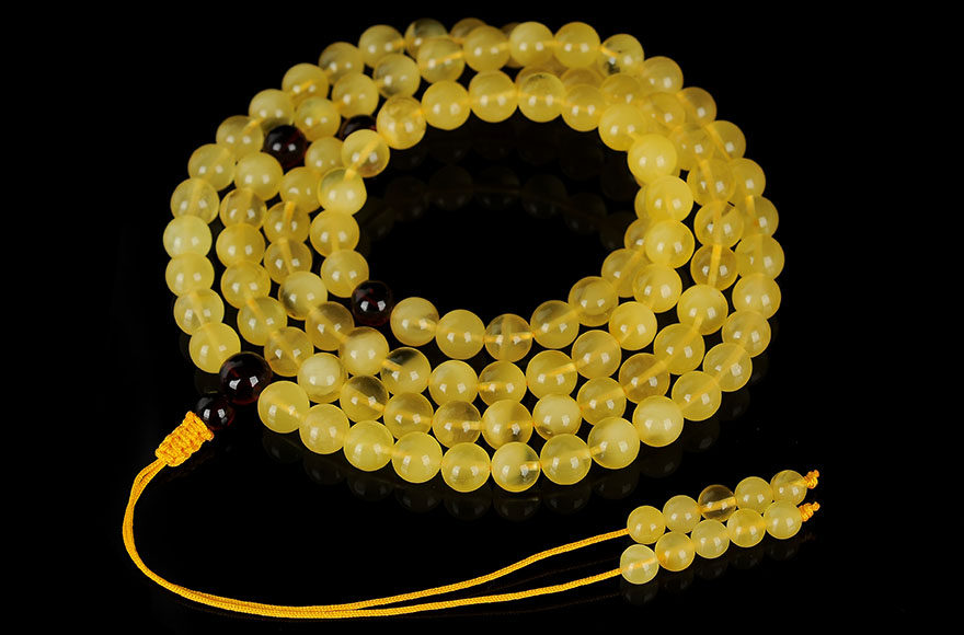 5mm精美油润金绞蜜108颗佛珠 多圈手串【强荧光】 品种 琥珀(金绞蜜)