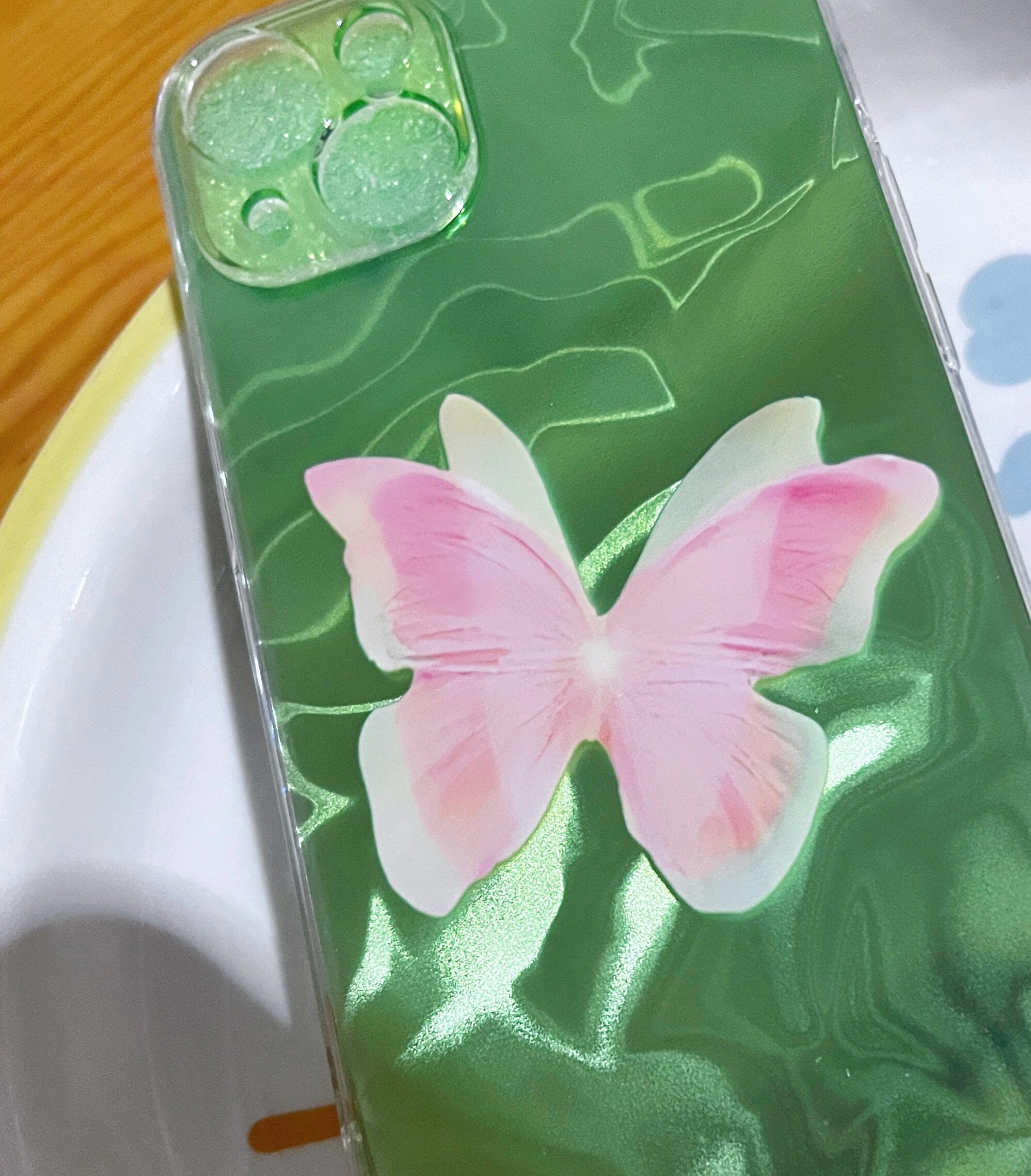 半透湖绿粉蝴蝶适用于小米14ultra手机壳civi4pro新款13至尊版12spro