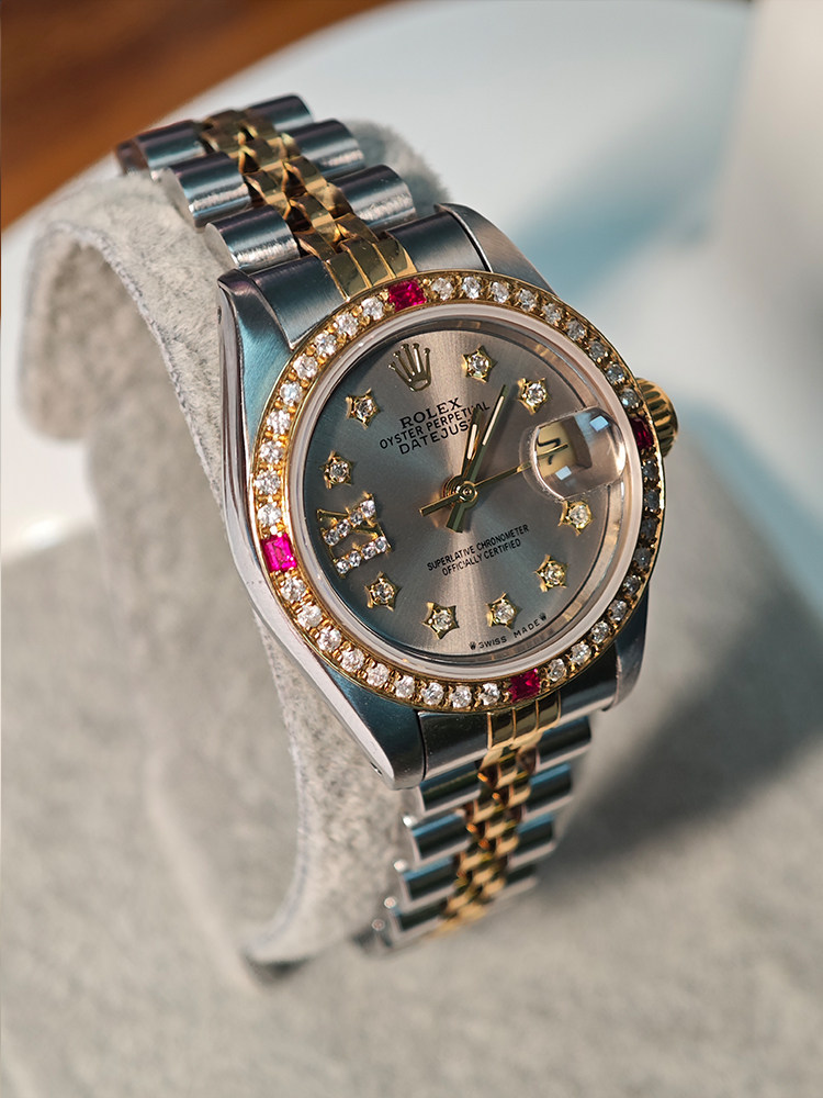 [9.8新]rolex/劳力士星星钻26日志型自动机械女手表69173灰盘后钻