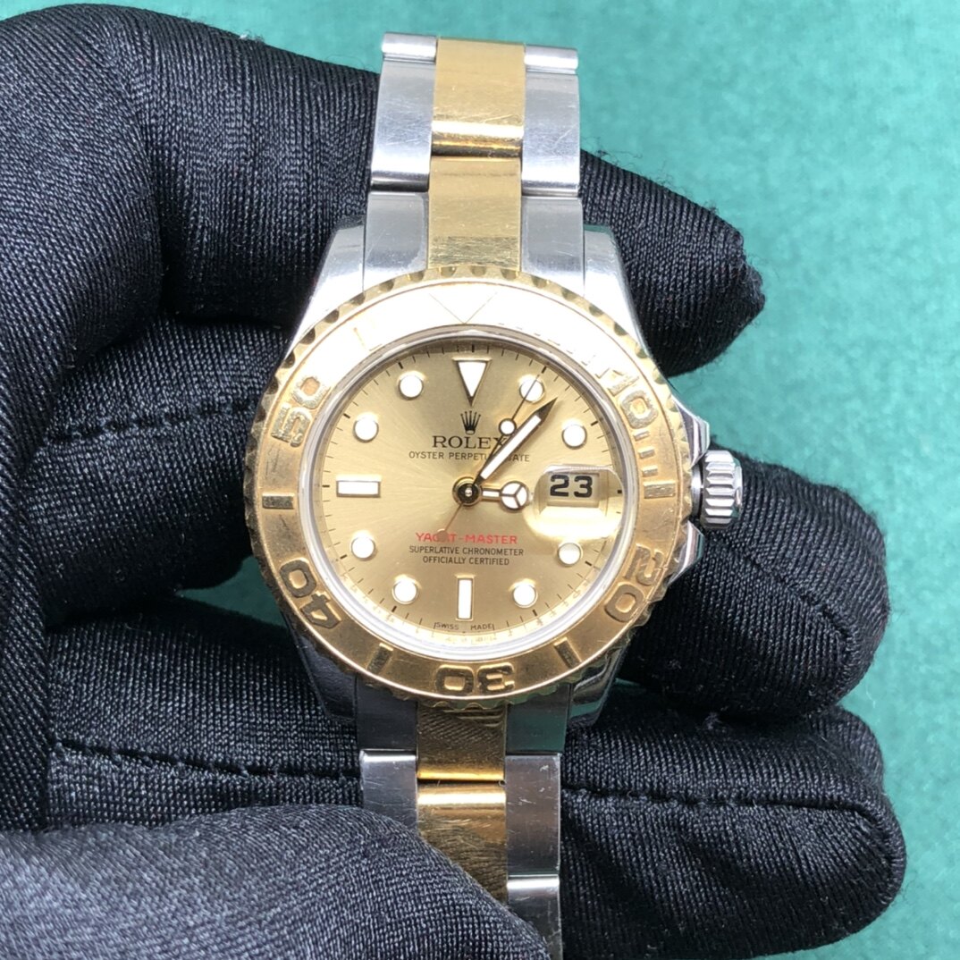 捡漏[9.5新]劳力士游艇名仕型精钢18k黄金自动机械女表169623正品