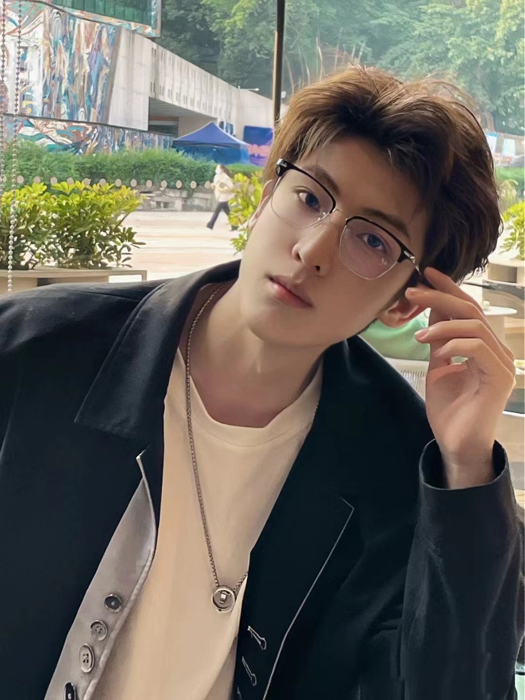 痞帅超轻半框近视眼镜男潮斯文败类眼睛框架可配度数理工素颜眼镜