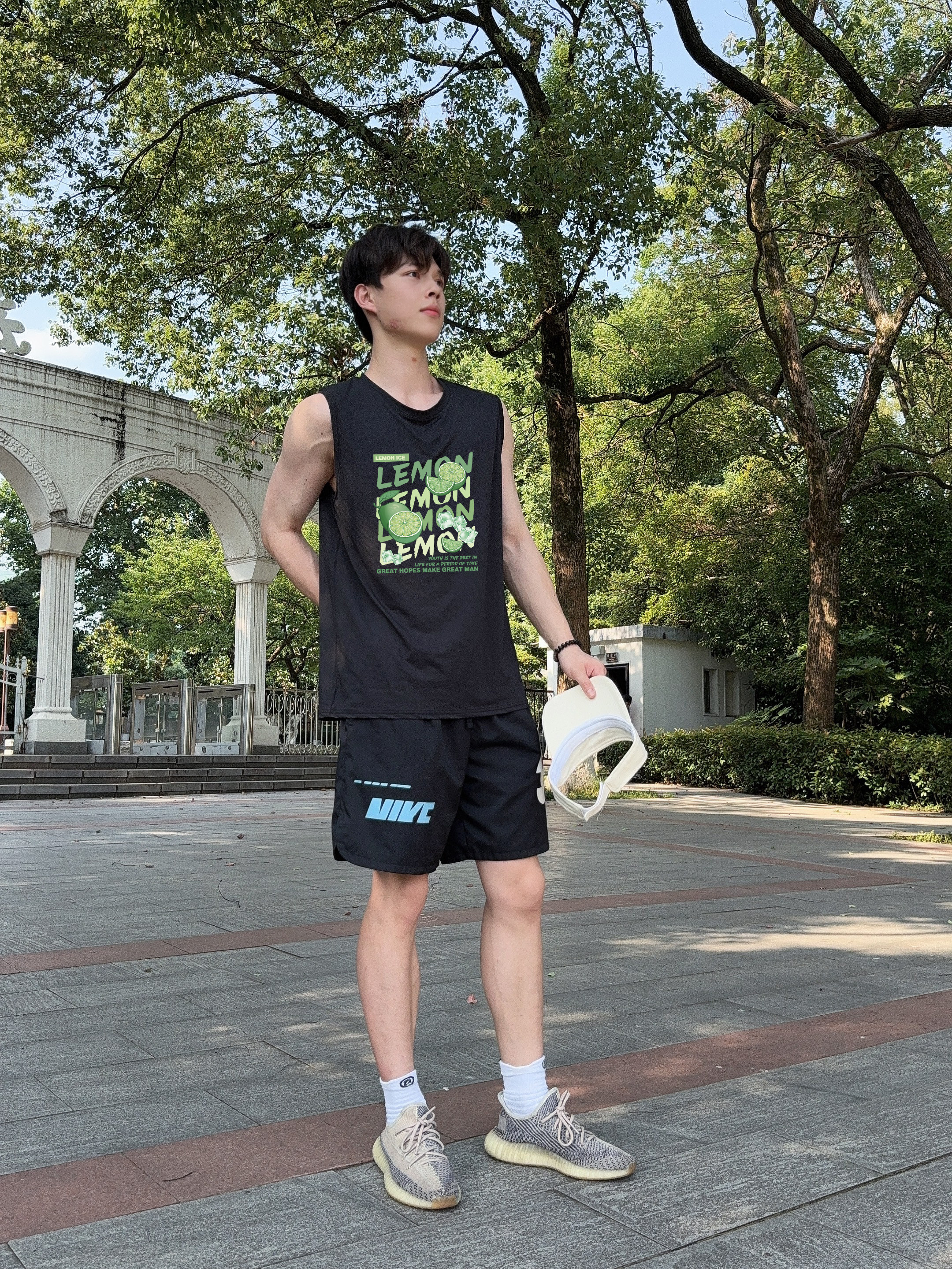 唐狮集团mh运动套装夏季冰丝背心短裤两件套男士坎肩无袖男t恤d