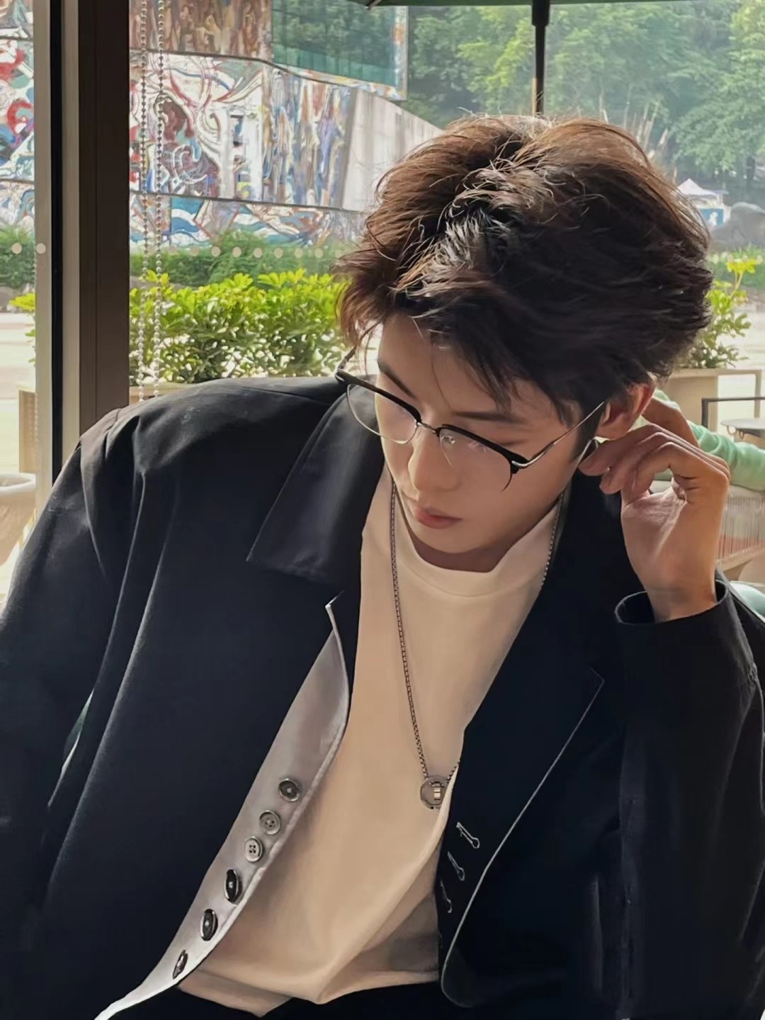 痞帅超轻半框近视眼镜男潮斯文败类眼睛框架可配度数理工素颜眼镜