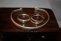 Old Germany silver bracelet ring earrings three-piece set jewelry old bank set jewelry set price Special 1#