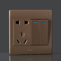 Champagne gold Jane switch panel socket with switch gold 10a two-open double five-hole socket panel