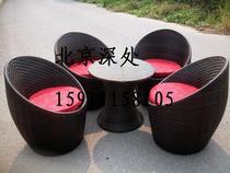 Rattan chair tea table five-piece birds nest table and chair rattan table and chair courtyard table and chair balcony leisure table and chair delivery mat