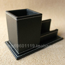 Faux leather PU multifunctional pen holder business card holder leather wooden pen holder card holder business card holder creative office gift