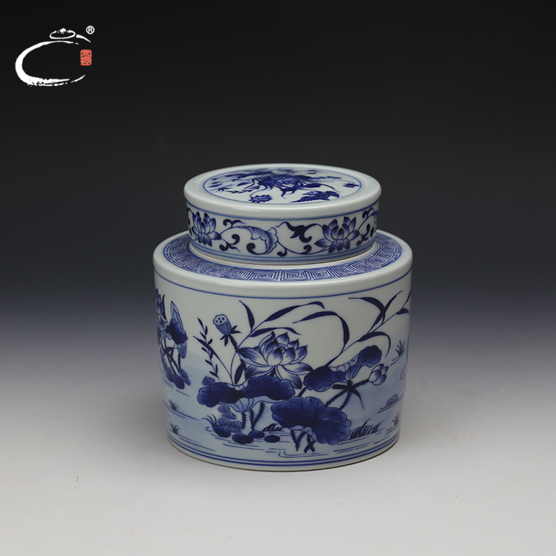 Jing DE and auspicious hand - made yuanyang pot of blue and white porcelain tea pot jingdezhen ceramics seal pot gift boxes