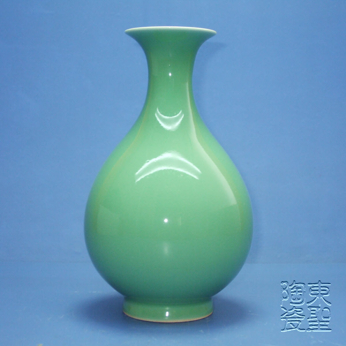 仿乾隆青瓷玉壶春花瓶景德镇陶瓷颜色釉仿古单色纯色瓶子青釉瓷瓶_7折