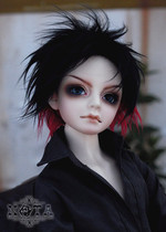 4 3 GREAT UNCLE BJD SD EVA SPLICING RED BESPOKE HEAD POST WITH BLACK HAIR FOLKHEAD