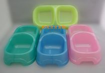 Large color pearlescent square mouth double bowl double bowl dog bowl cat bowl pet food basin