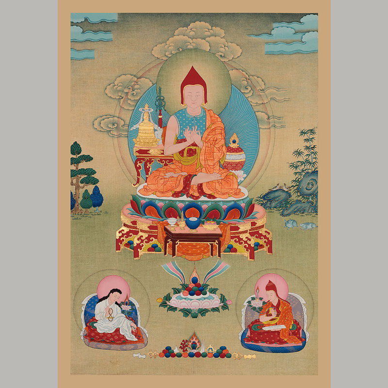 【祖师】卡庐博物馆馆藏原尺寸复制唐卡:阿底峡尊者
