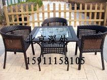 Qingya Chinese rattan chair tea table combination rattan rattan table and chair meeting guest hotel courtyard table and chair terrace table and chair