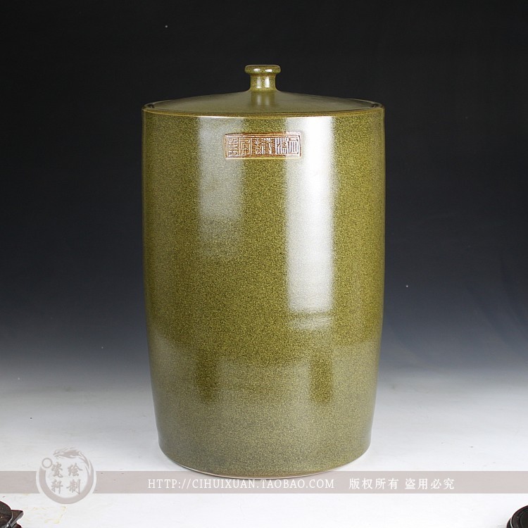 Jingdezhen ceramic ricer box tea at the end of the barrel storage tank jars of it with the cover