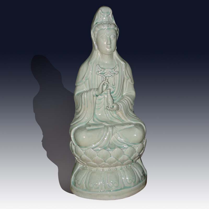 Jingdezhen shadow green celadon stereoscopic cave guanyin Jingdezhen porcelain porcelain goddess of mercy guanyin cave stand