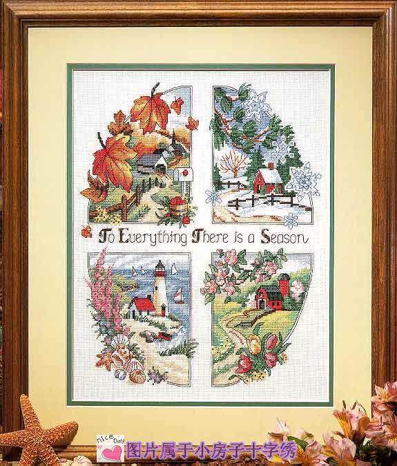 四皇冠★小房子十字绣★正品法国dmc套件-经典四季_7折现价78元