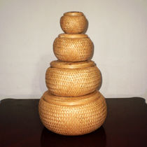 Vietnam imported handmade double-layer bamboo woven four-piece set of bamboo woven small basket Bamboo Luo Bamboo basket Puer tea packaging box