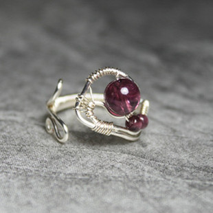 戒指 可定制 私饰原创设计造型感天然石榴石紫牙乌戒指指环