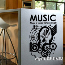 Rock Bar wall Stickers Organ Notes Piano Guitar Wallpaper Stickers Music wall Stickers glass Stickers