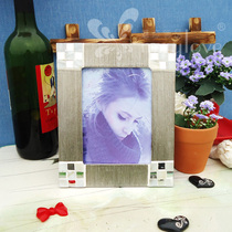 Solid Wood aluminum alloy silver retro photo frame bump multicolored shell square frame can be customized to figure DIY