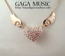 Angel Wings Crystal Necklace Lock Bone Chain Korea Korean Edition Fashion Accessories Love Wings Pendant Women